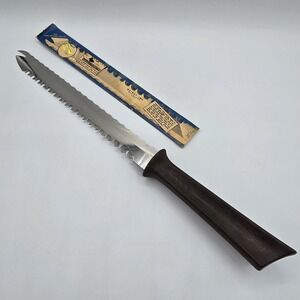 VTG QUIKUT 16" L STAINLESS DOUBLE SIDED SERRATED CARVING KNIFE w/ Serve Tip